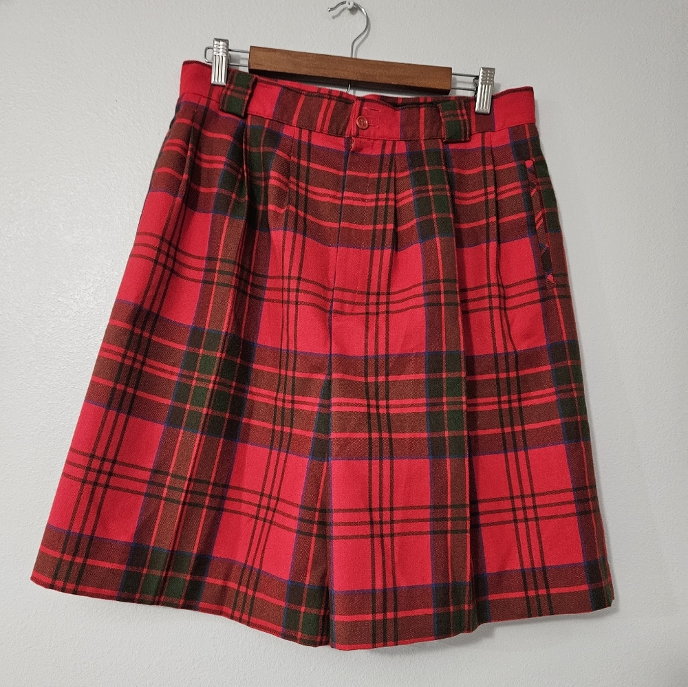 Vintage Plaid 100% Wool High Rise Shorts
